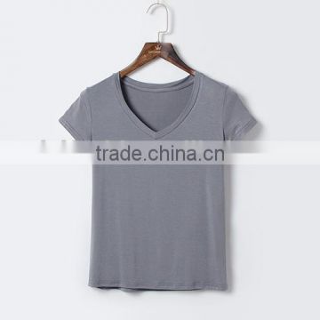 Bulk Custom Women StretchJersey T-shirts New Design T Shirt Ladies V-neck Tee Shirt