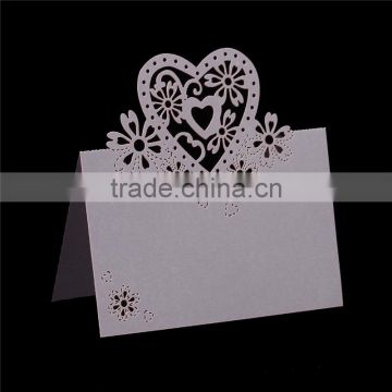 Paper Wedding Party Name Place Card Heart Mauve