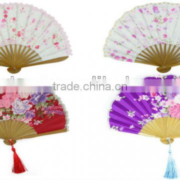 New Japanese Pocket Folding Fan for Wedding Invitation,Embroidery Crafts Gift Bamboo Hand Folding Cloth Handheld Fans Wholesale
