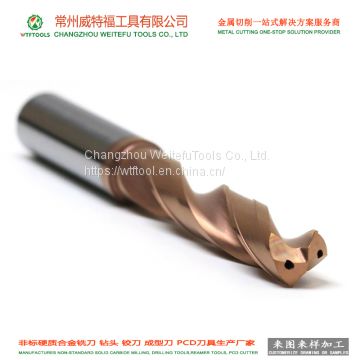WTFTOOLS customerized coated tungsten carbide inner coolant drill bit from china factory