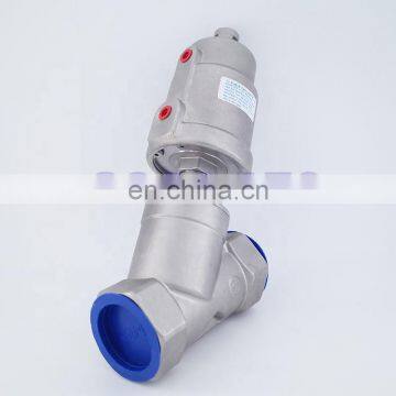 16bar Pneumatic seat valve angle stainless steel actuator DN25 1 inch normally close open single double acting for 180C steam