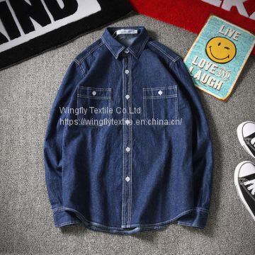 Excellent Stitching Work Custom Brand Jeans Shirt Workers’ Blue Denim Shirt CWS10
