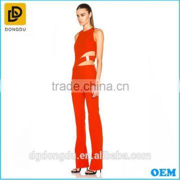 2016 new arrival Sexy long pants red jumpsuit from dongdu clothing facotry