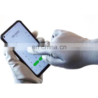 Non Slip Nylon Dipped PU Finger Tip Touch Screen Labor Working Gloves
