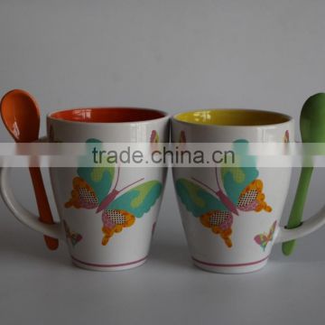 2016 new ceramic coffee mug with spoon for daily use,gift mug,promotion etc