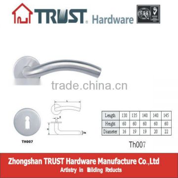 TH007:Stainless Steel 145mm Hollow Lever Door Handle with Escutcheon