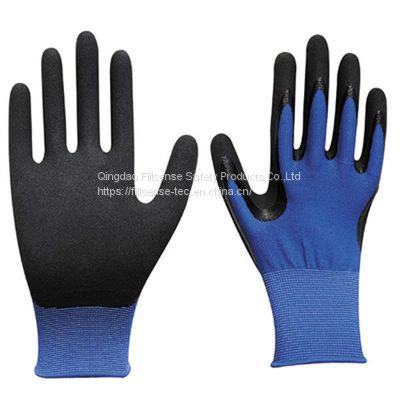 13G Polyester Liner Nitrile Sandy Palm Coated Work Gloves EN388