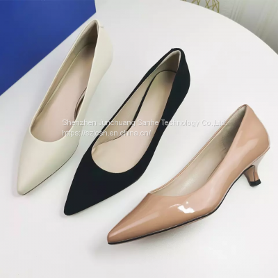 Ladies Fashionable Pointed Toe 4cm Thin Pumps High Heels Shoes For Women