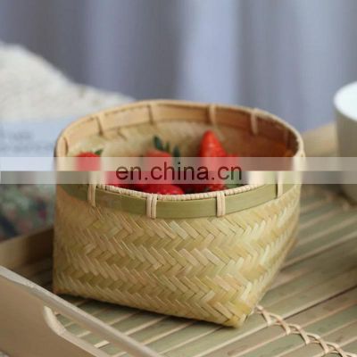 Hand woven storage basket bamboo candy basket Fruit Basket Wholesale Made in Vietnam