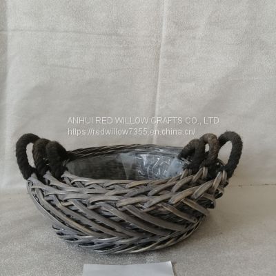 grey painted color willow basket