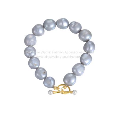 S925 sterling silver special-shaped pearl beaded bracelet