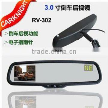 Carknight/OEM 3.0 inch special rear view mirror monitor with compass