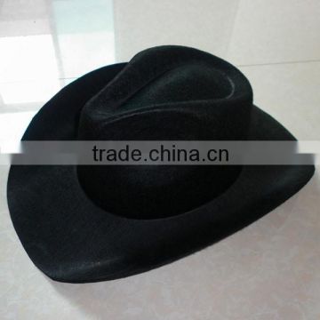 In stock Black cheap cowboy hat felt wide brim Crushable wool Felt Hat for men cowboy hat adult size 58cm