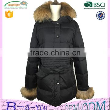 china supplier women fashion big fur collar coat design lady coat Padded Jacket down jacket women