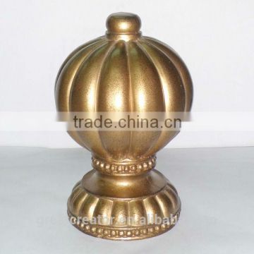 Victorial Gold Fluted Ball Curtain Finials Made of Polyurethane Casting Resin