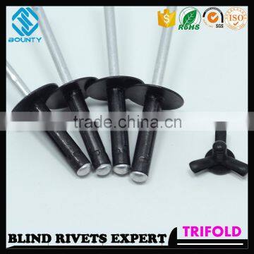 HIGH QUALITY FACTORY BLACK OXIDATION COLOR TRIFOLD RIVETS FOR GLASS CURTAIN WALL
