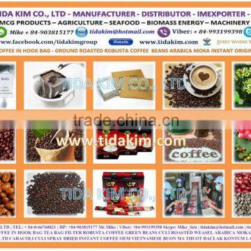 GROUND 100% ROBUSTA - ARABICA MOKA BEAN COFFEE - OEM MANUFACTURER - TIDA KIM INSTANT COFFEE - ROASTED COFFEE