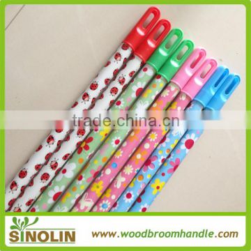 SINOLIN PVC coated iron/metal broom handle with flower design