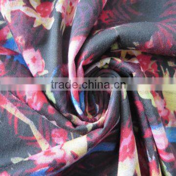 knitted fabric poly spun with printed for fashional garment