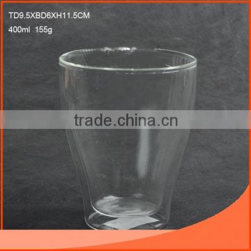 400ml clear double wall glass cup