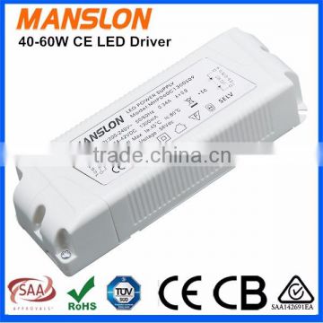 CE approved IP44 waterproof constant current 1300mA 1500mA 60W 70W HS code LED driver power supply