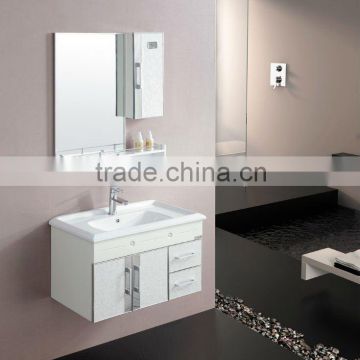 2012 new design pvc bathroom cabinet with ceramic basin