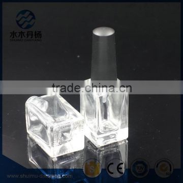 High quality 10ml square glass nail polish bottle with brush cap