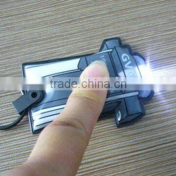 LED flashlight pvc key chain with Keyring