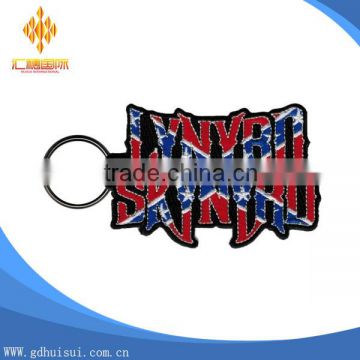 Popular design top sale cheap embroidery custom letter key chains without MOQ