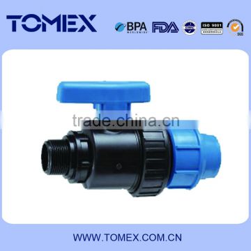 Hot sell Female and male double union PP ball valve and On sale