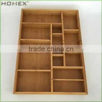 Ajustable Bamboo Drawer Organizer Utensil & Cutlery Tray Homex-BSCI Factory