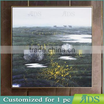 ADS beautiful scenery wall painting with golden foil for wall art