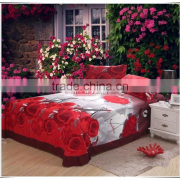 wholesale rose patten flannel bedding sets 4pcs(flower patten series)