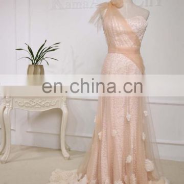 C5002 One shoulder with sequin and lace bridal dress