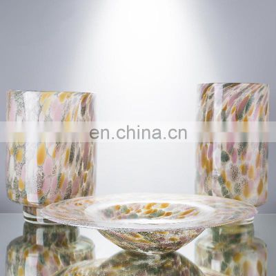 hand blow luxury glass compote decoration animal leopard amber vase