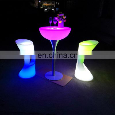 Modern design plastic lighted up led bar cocktail table for night club led furniture set