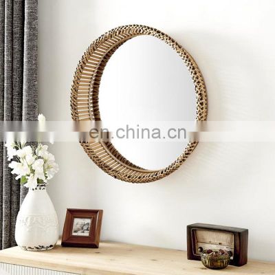 Hot Selling RattanTray With Mirror Home Decorative New Design Wall Art for Living Room Vietnam Manufacturer