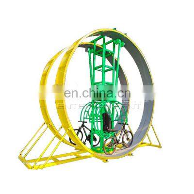 Unpowered amusement park equipment 360 degree space ring rotary bicycle rides  for sale