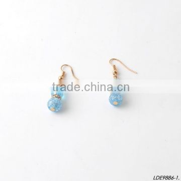 It.Sapphire bead with crystal earrings pink bead gold adorable earrings