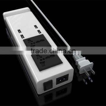 UK/EU/US Standard Available 5V 7.2A Output 4 Port USB Charger with Universal Socket