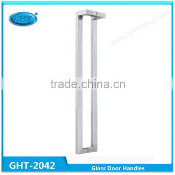 Square Pipe L Shape Stainless Steel glass Door Handel GHT-2042