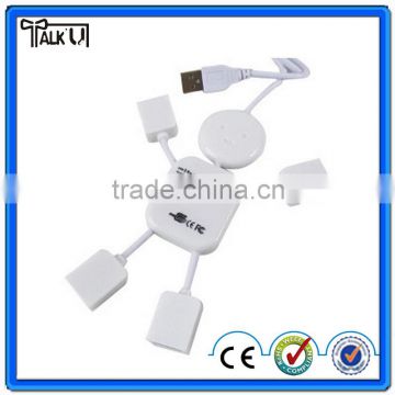 High quality custom logo plastic white color man shape 4 port USB 2.0 hub