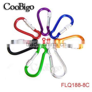 Multicolor Aluminum Spring Locking Carabiner Snap Hook Keychain Hiking Camping #FLQ188-8C(Mix-s)