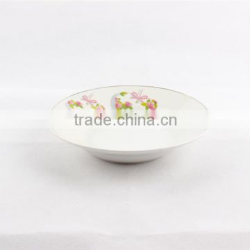 Fashion ceramic printing plates dishes, fine porcelain deep soup plate, printing porcelain plate