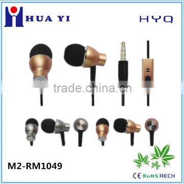 ISO9001 china supplier new premium god metal earbuds with mic handsfree earphone use for mobile phone