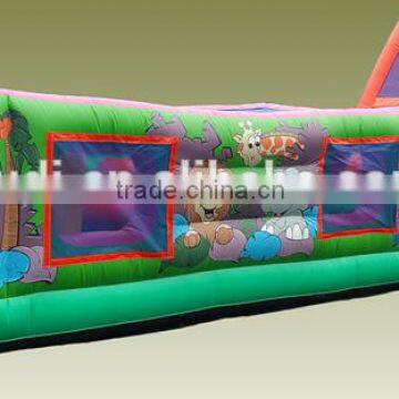 Jungle animals inflatable obstacle courses, cheap adult inflatbale obstacle course for sale