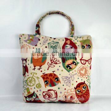 women fashion owls jacquard tote bag, handbag and shopping bag