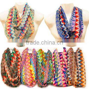 Wholesale Chevron Printed Bright Color Infinity Scarves Scarf