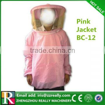 Poplin pink beekeeping protection jacket qith veil and zipper