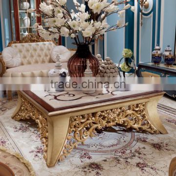 Luxury solid wood living room furniture exquisite hand carving square coffee table